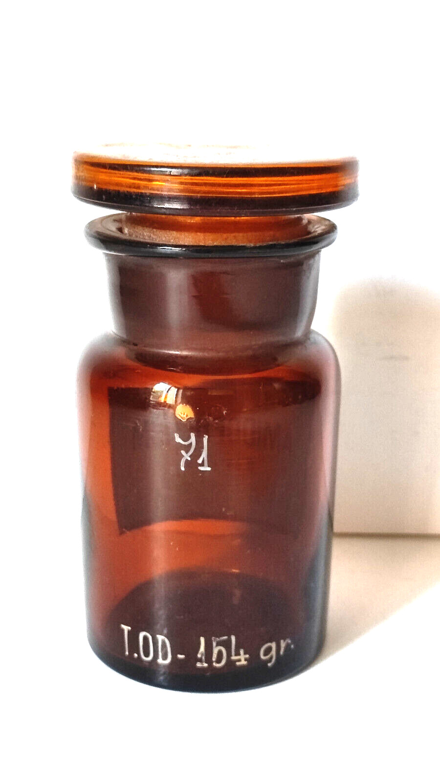 AMIDOPHENUM, Vintage Glass Apothecary Pharmacy Brown Jar, 100 ml, Cap