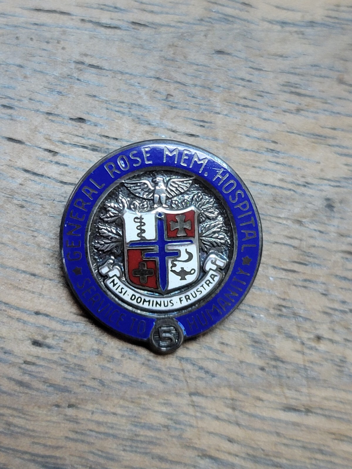 Vintage Sterling Silver General Rose Memorial Hospital Colorado Pin Pinback