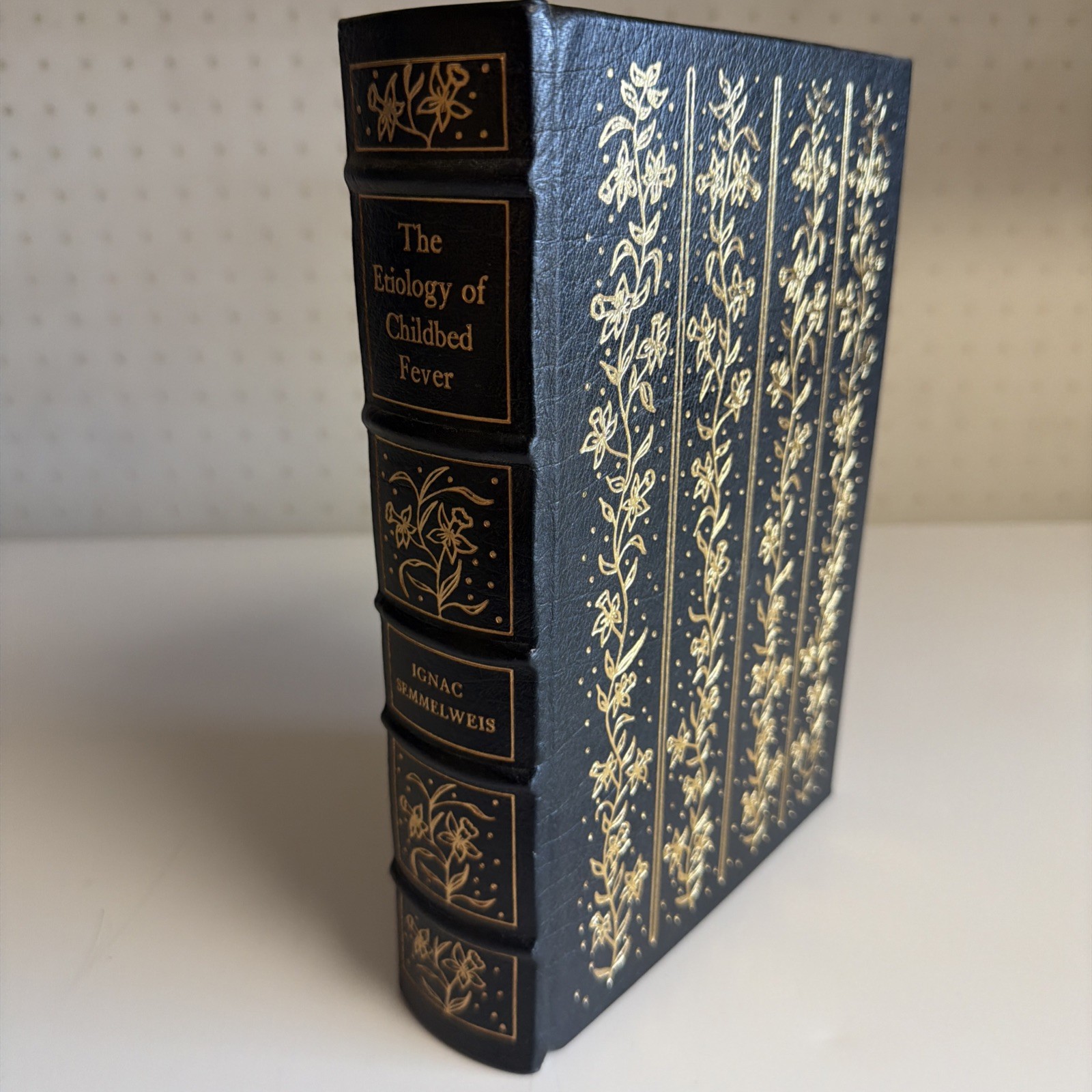 Medical Book OB-GYN Semmelweis Etiology Prophylaxis Childbed Fever Leather Gilt