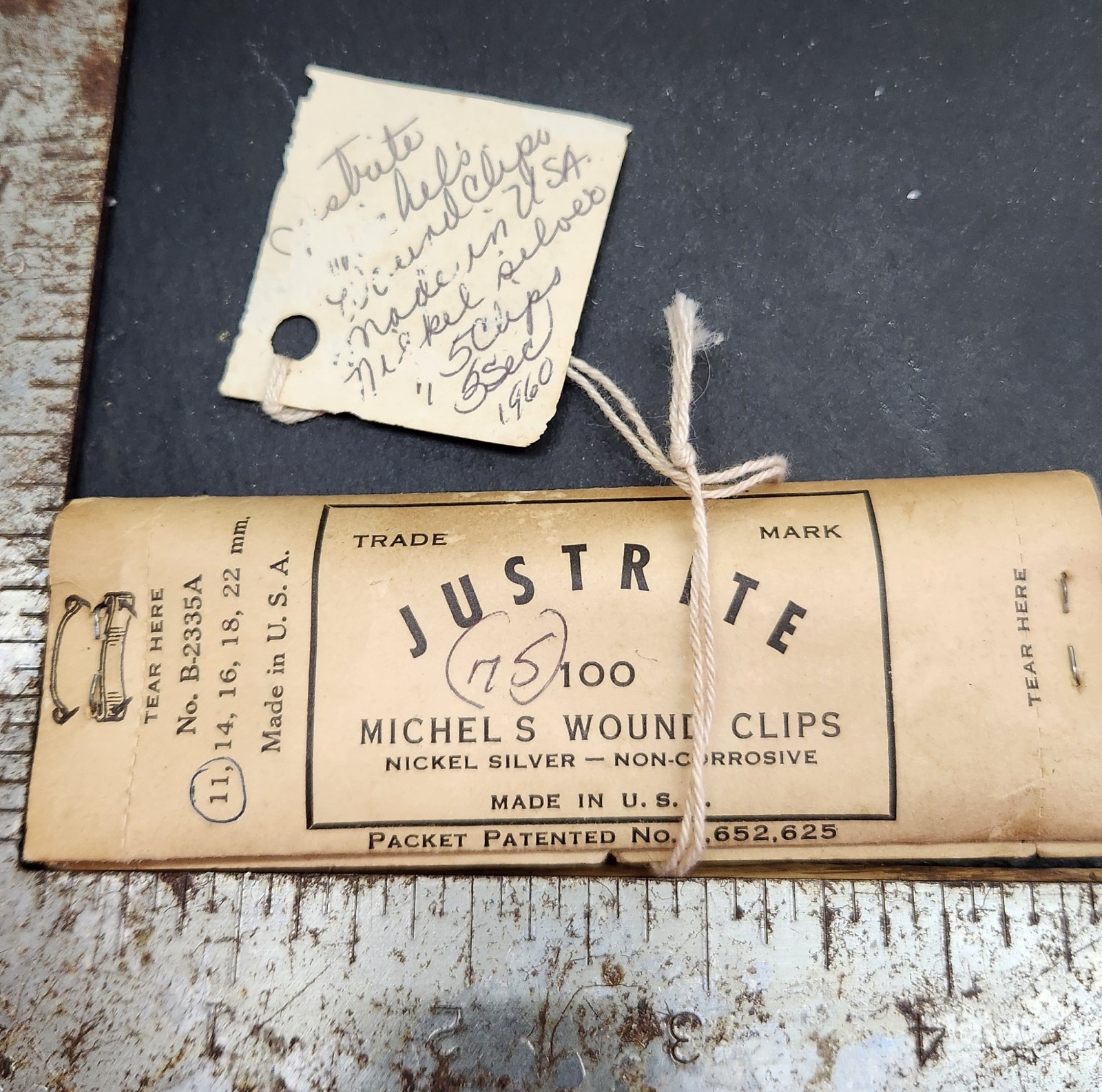 Vintage Justrite Michel’s Wound Clips Surgical Skin Closure Nickel Silver…