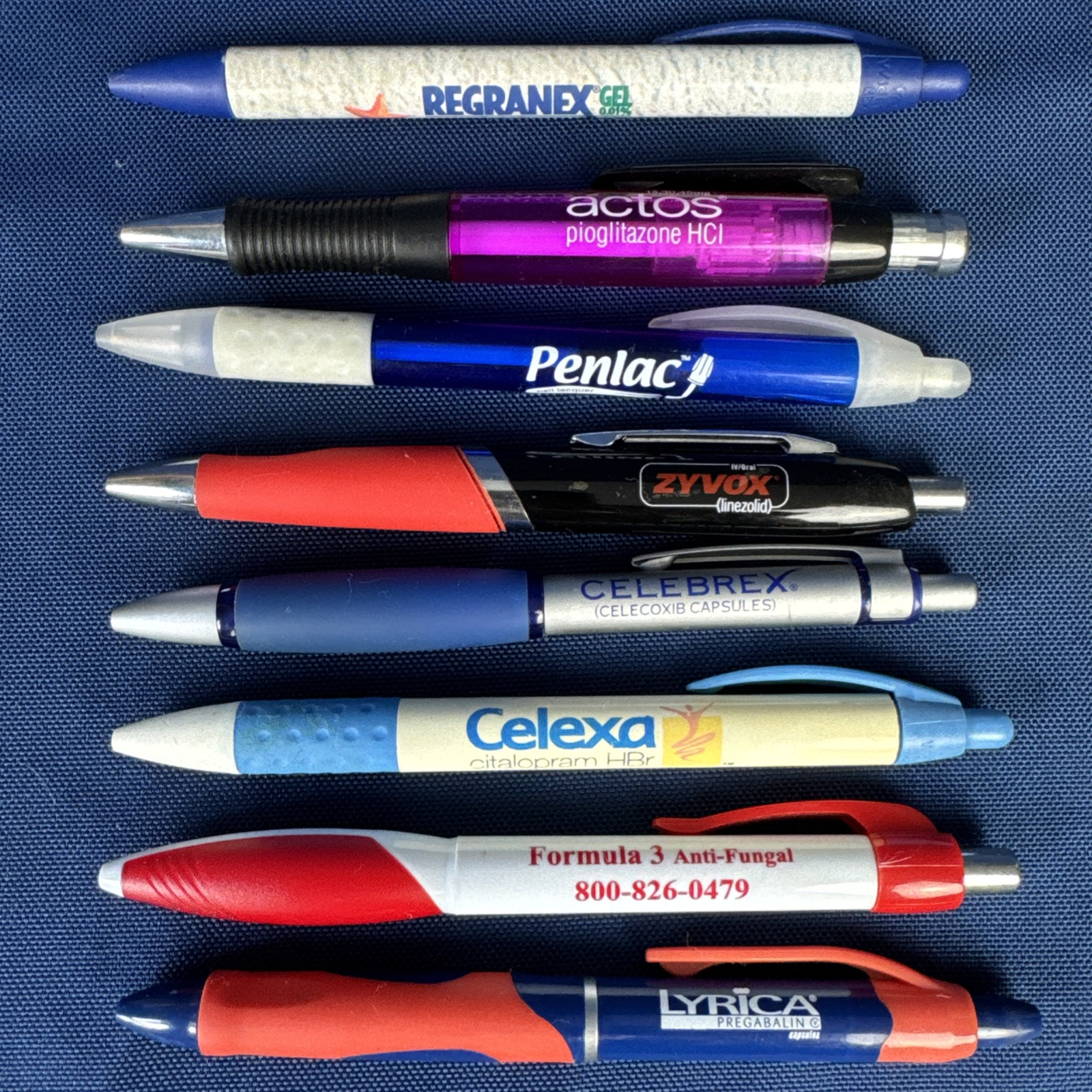 Lot of 8 Drug Rep Pharmaceutical Promo Advertising Pens Celexa Celebrex Lyrica+