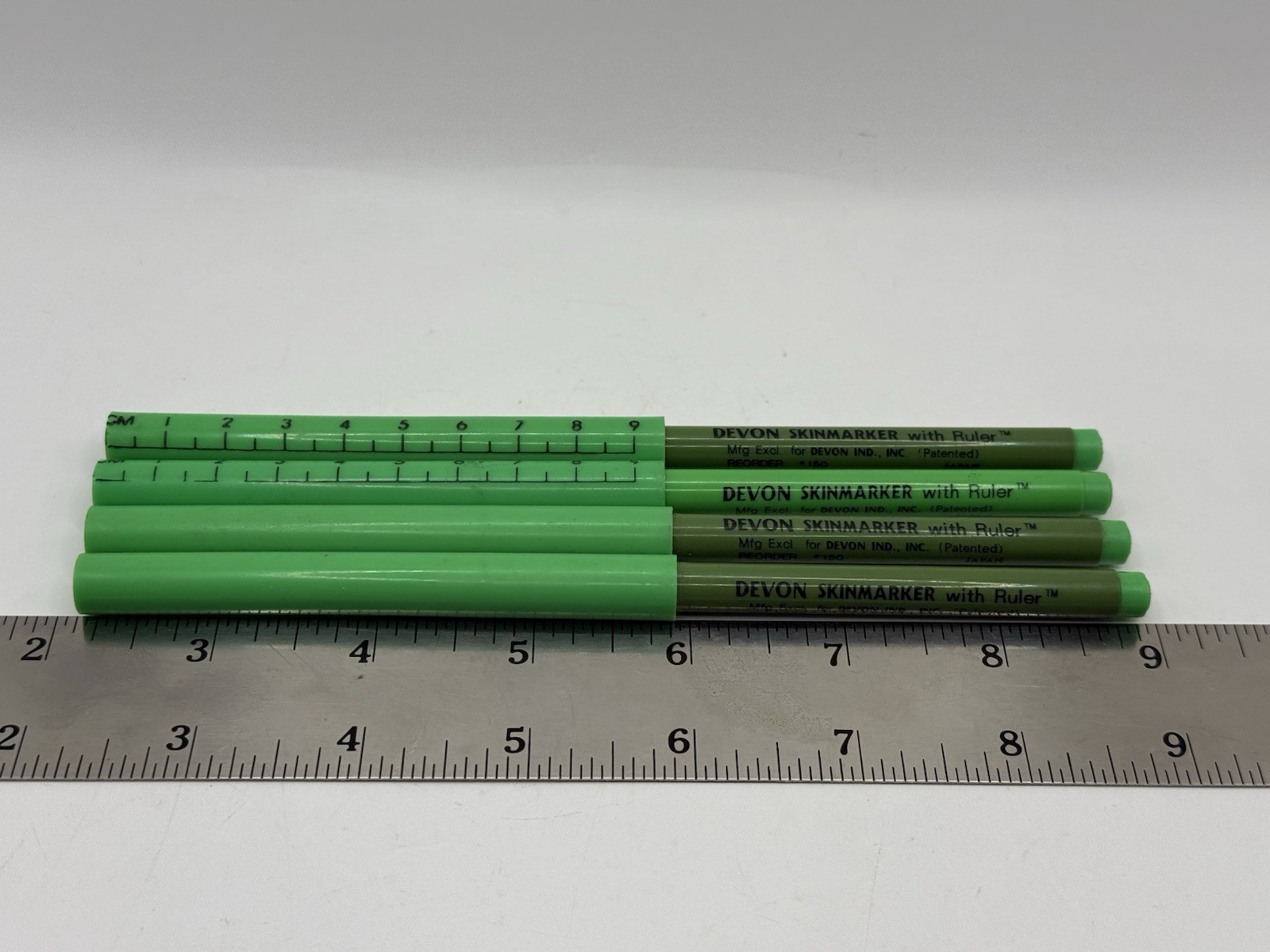 VINTAGE Devon SkinMarker With Ruler LOT OF 4 Made in Japan Surgical Green #150