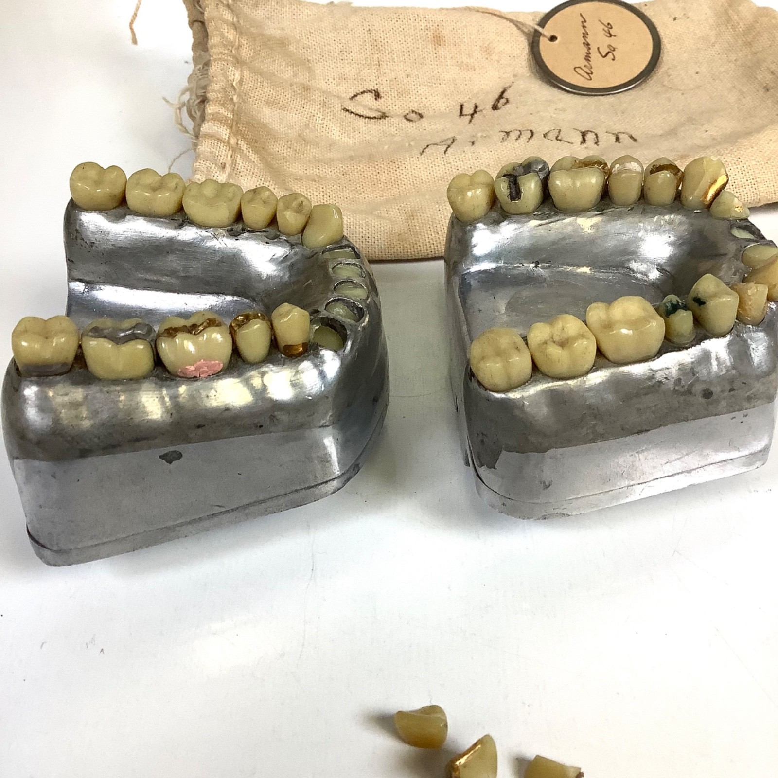 1931 Dental School Teaching Phantoms – Real Teeth w/ GOLD & Silver Restorations