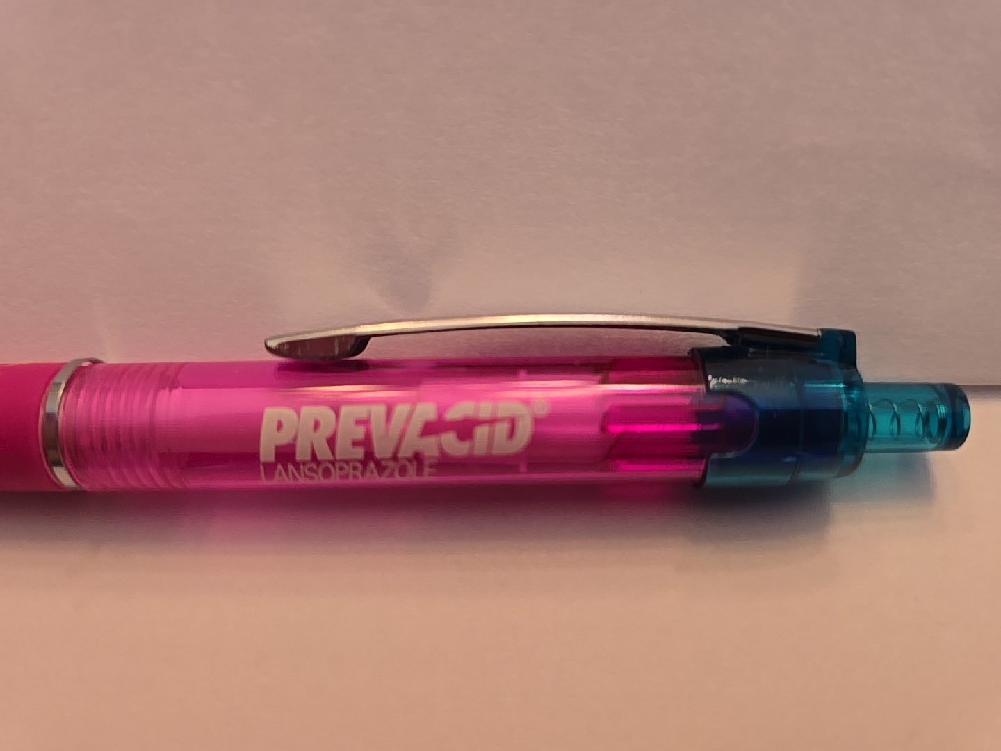 Prevacid-Pink/Green Plastic Pen-Pharmaceutical Drug Rep Collectible Pen