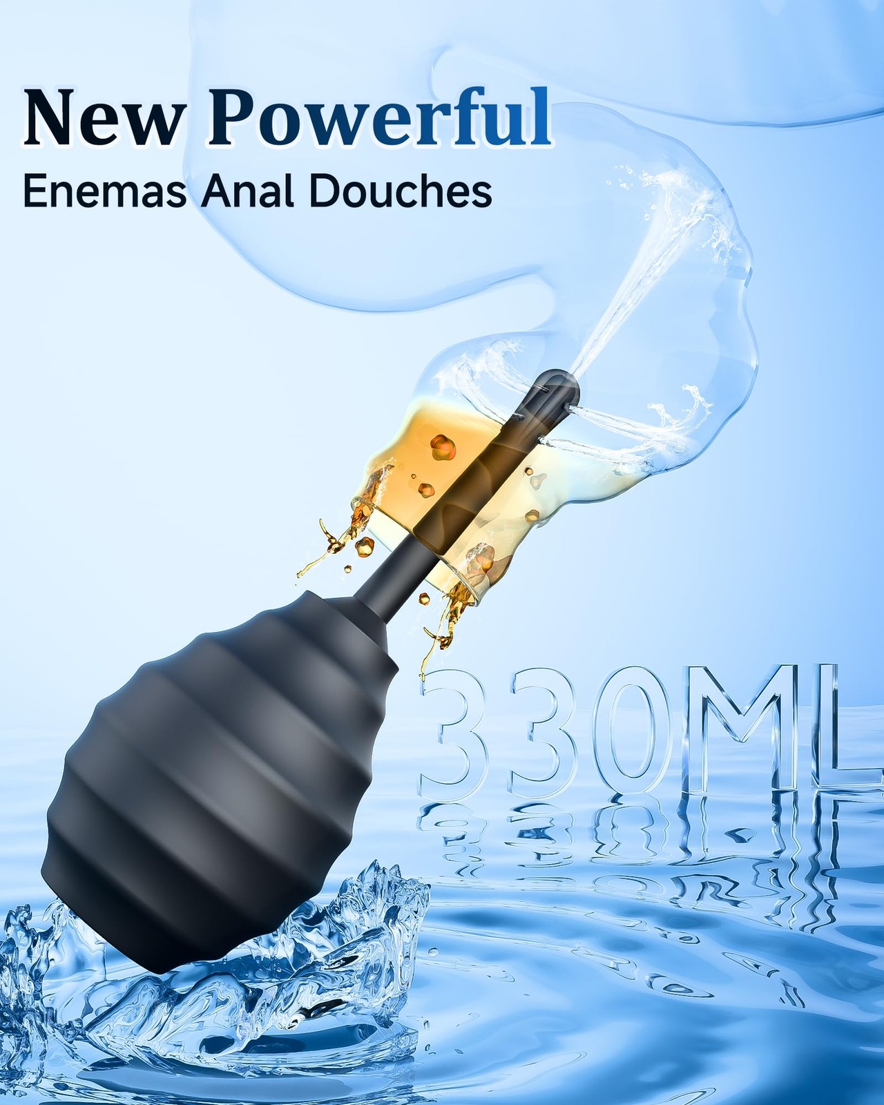 Beisar Enemas Anal Douche for Men Women – 9 Hole Anti Backflow Enema Black