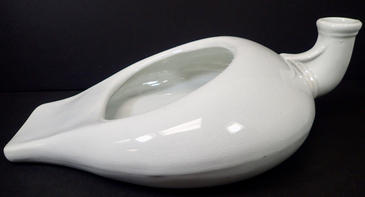 Antique White Porcelain China Bedpan Chamber Pot with Urinal unmarked