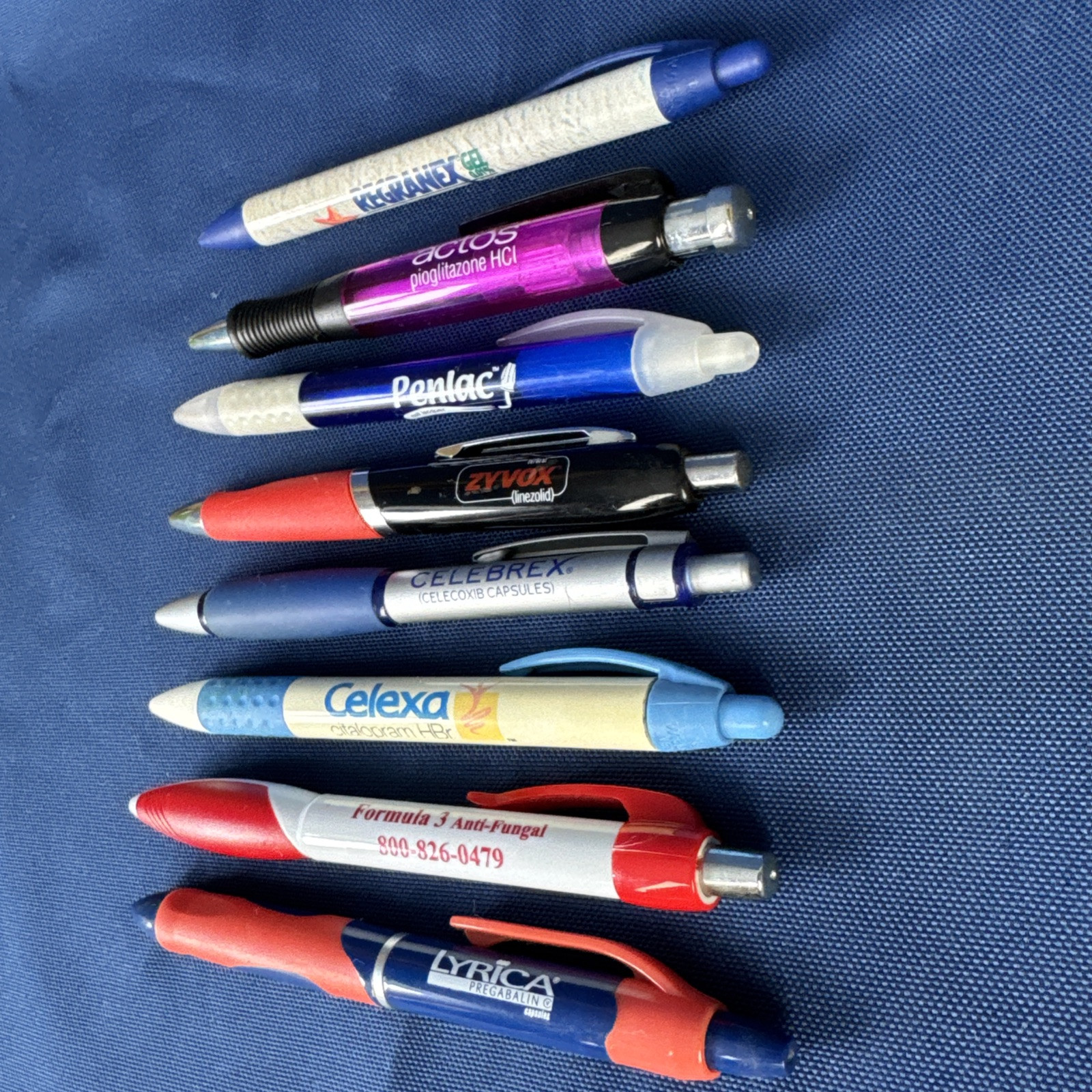 Lot of 8 Drug Rep Pharmaceutical Promo Advertising Pens Celexa Celebrex Lyrica+