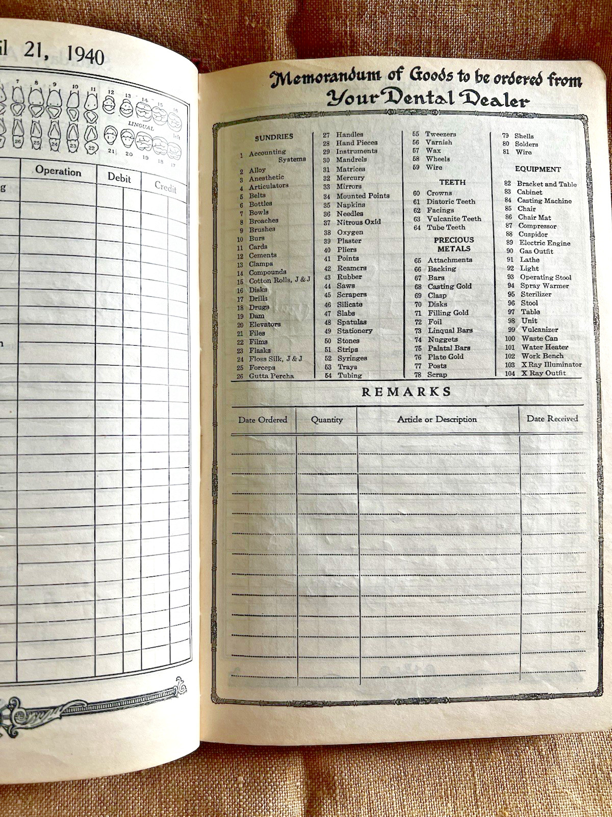 Estate Find 1940 Vtg Dentist L.D. Caulk Dental Depot Appointment Book Teeth