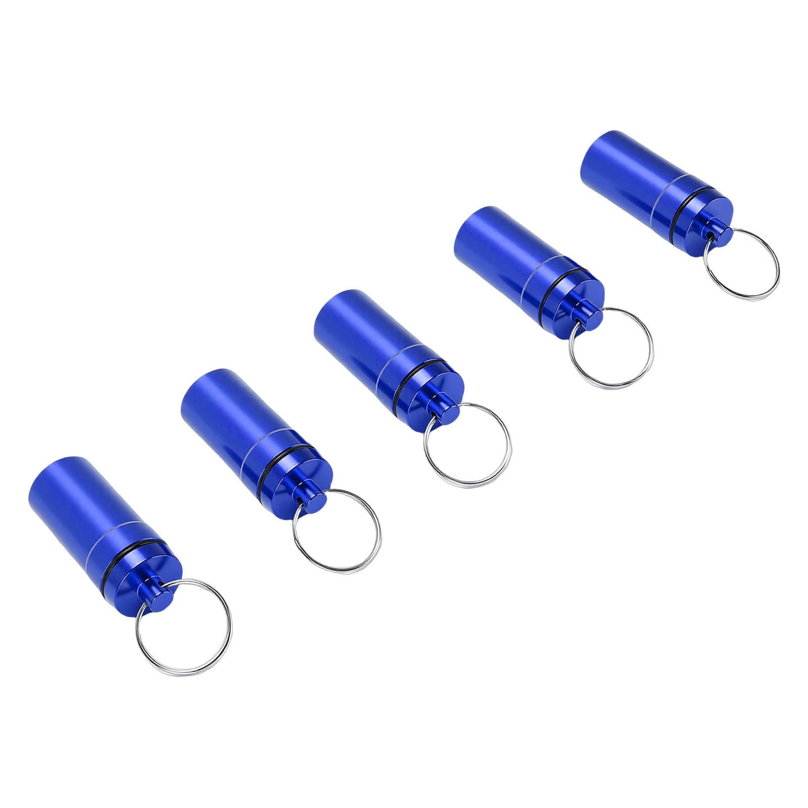 5pcs Mini Keychain Tablets Case Water Proof Outdoor Tablets Container Blue