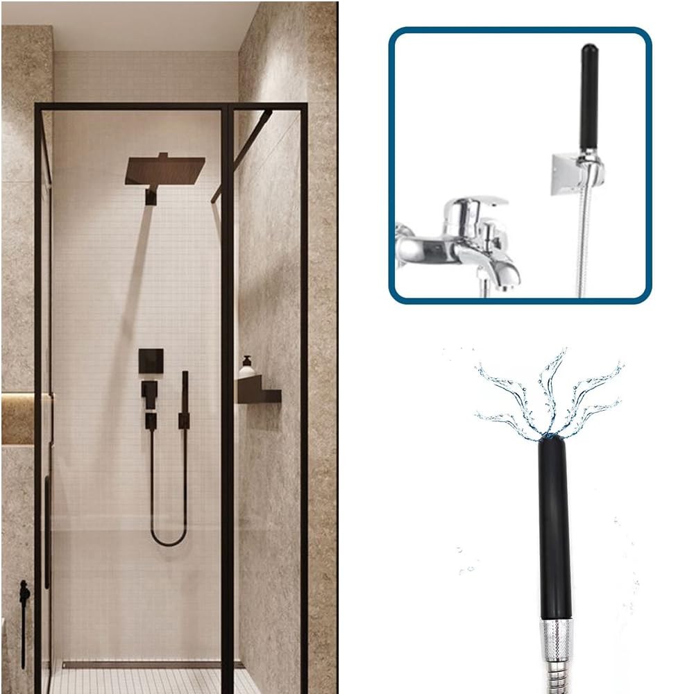 Douche Enema Nozzle With On/Off Water Control Valve Switch, Shower Black