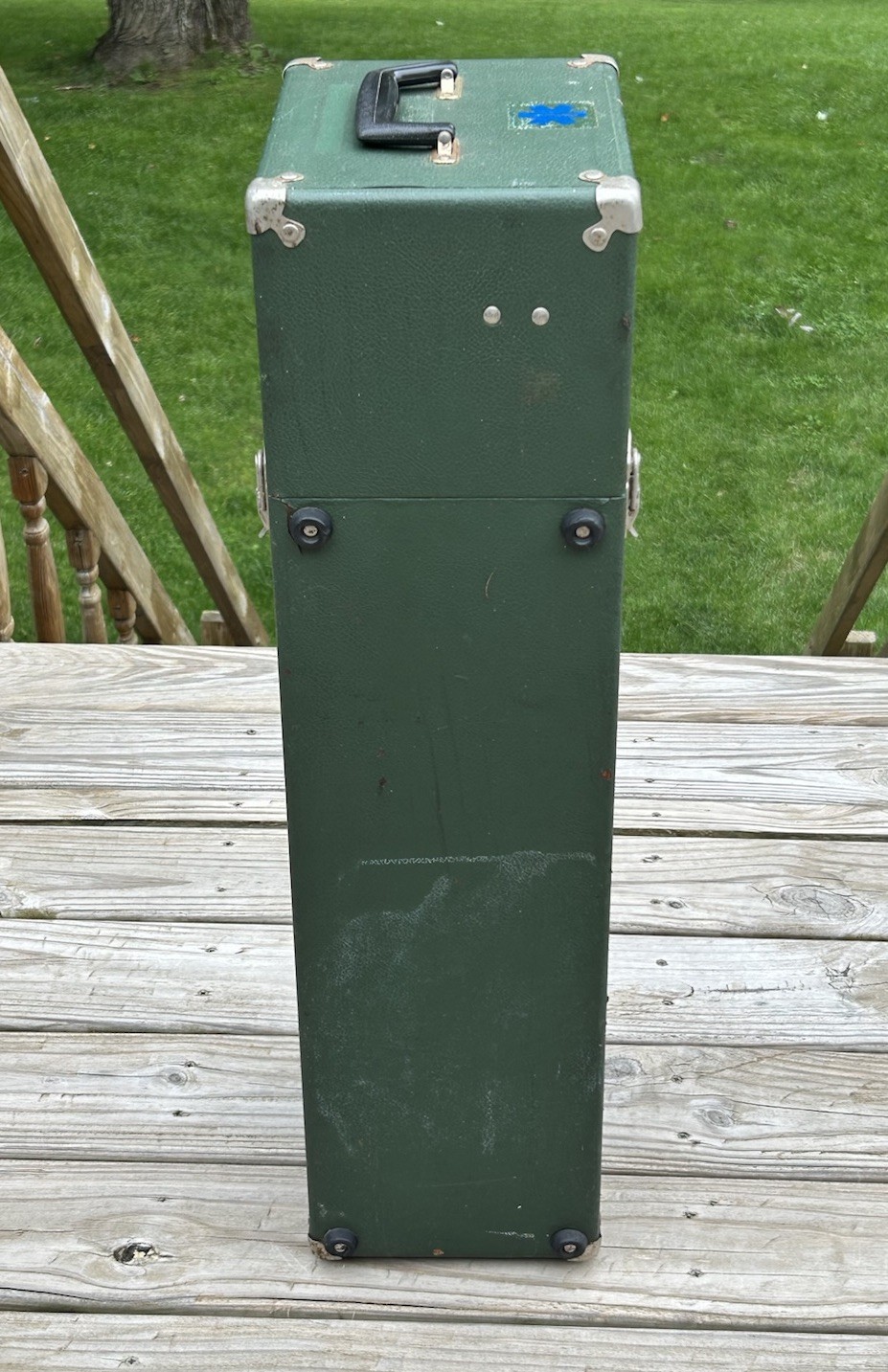 VTG Wood Storage Box Robertshaw EMT OXYGEN TANK CASE Empty Portable Green 31”