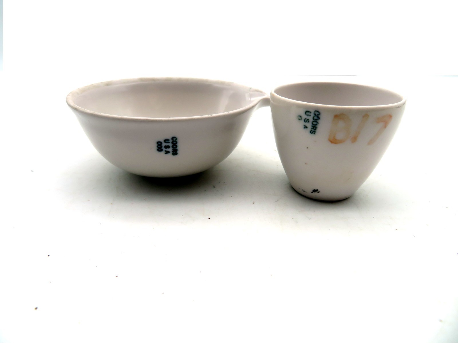 Vintage Coors USA Porcelain Labware Evaporating Dish and Crucible