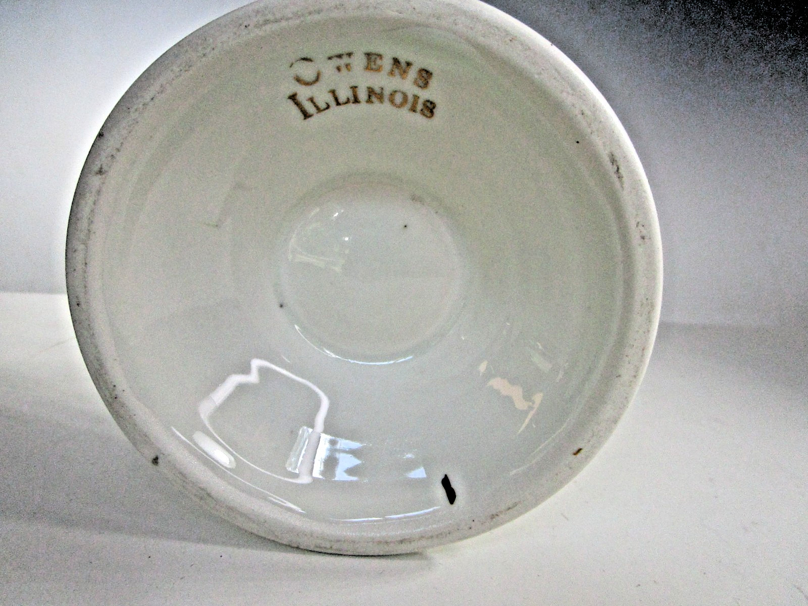 Owens Illinois RX Porcelain Mortar & Pestle White Gilt 7″ Pharmacy