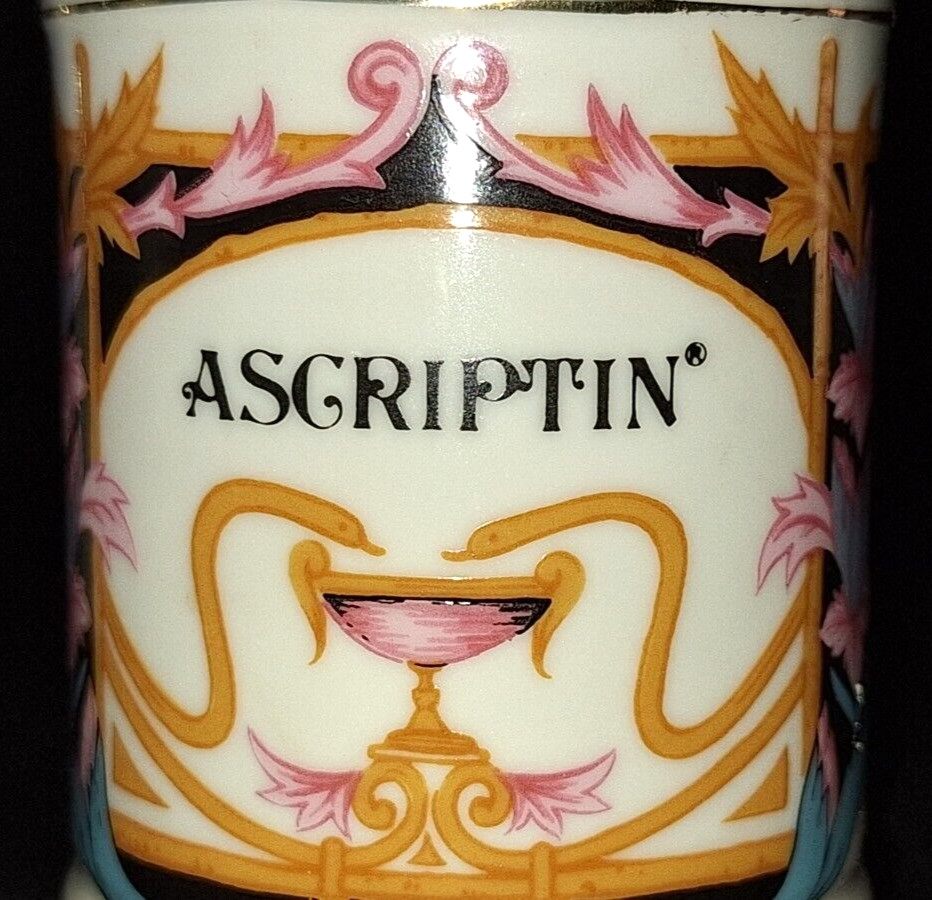 VTG RX APOTHECARY JAR MD ASCRIPTIN 5.5″ GOLD TRIM PHARMACY DRUG STORE – Plz Read