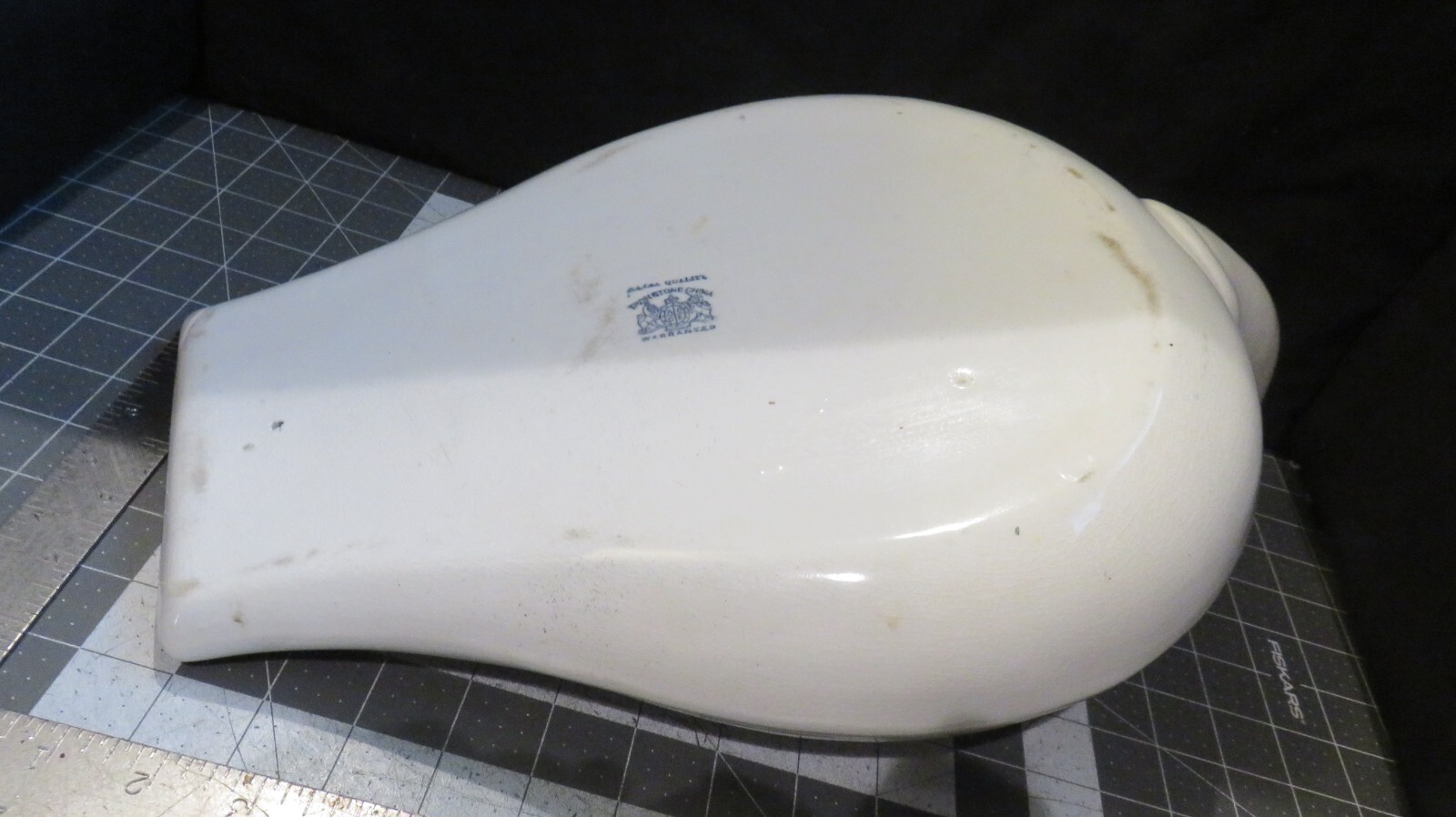 Antique Ironstone China White Earthenware Crackle Finish Bedpan W’ Urinal