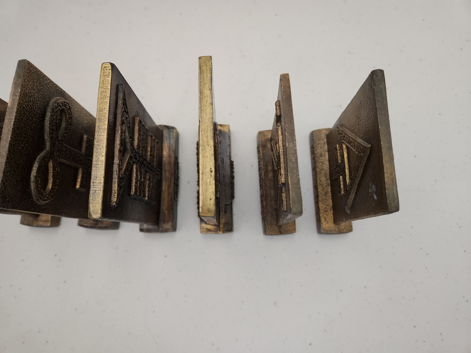 1977-81 Tinactin Apothecary Symbols Bronze Metal Paperweight/Bookends 6 Lot SET