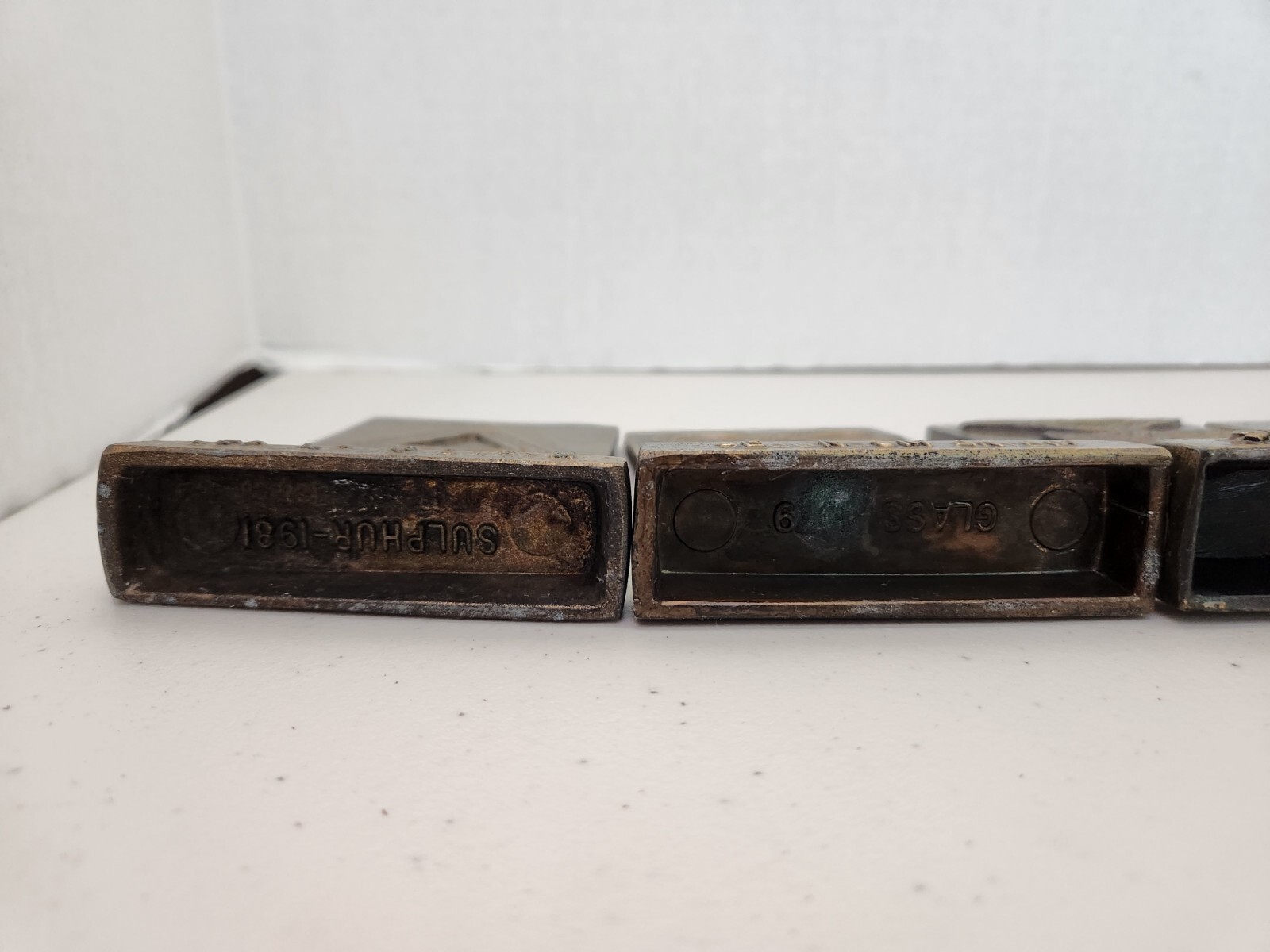 1977-81 Tinactin Apothecary Symbols Bronze Metal Paperweight/Bookends 6 Lot SET