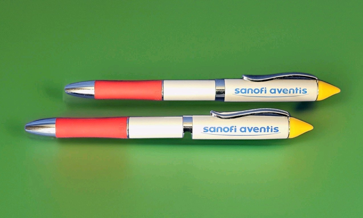 2 Drug Rep Heavy Metal Premium Sanofi Aventis Collectible Pharmaceutical Ink Pen