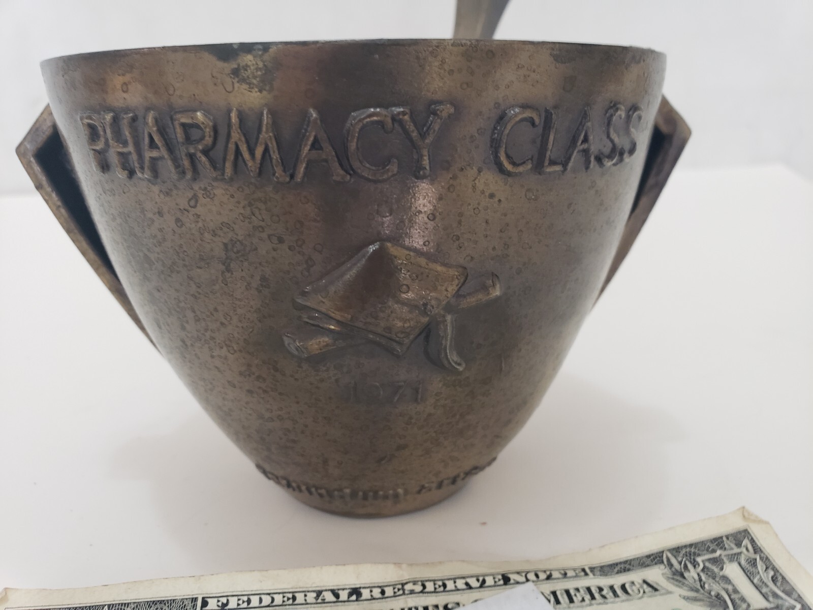 Schering Bronze Mortar & Pestle Apothecary Vintage 1976 Secondum Artem Pharmacy