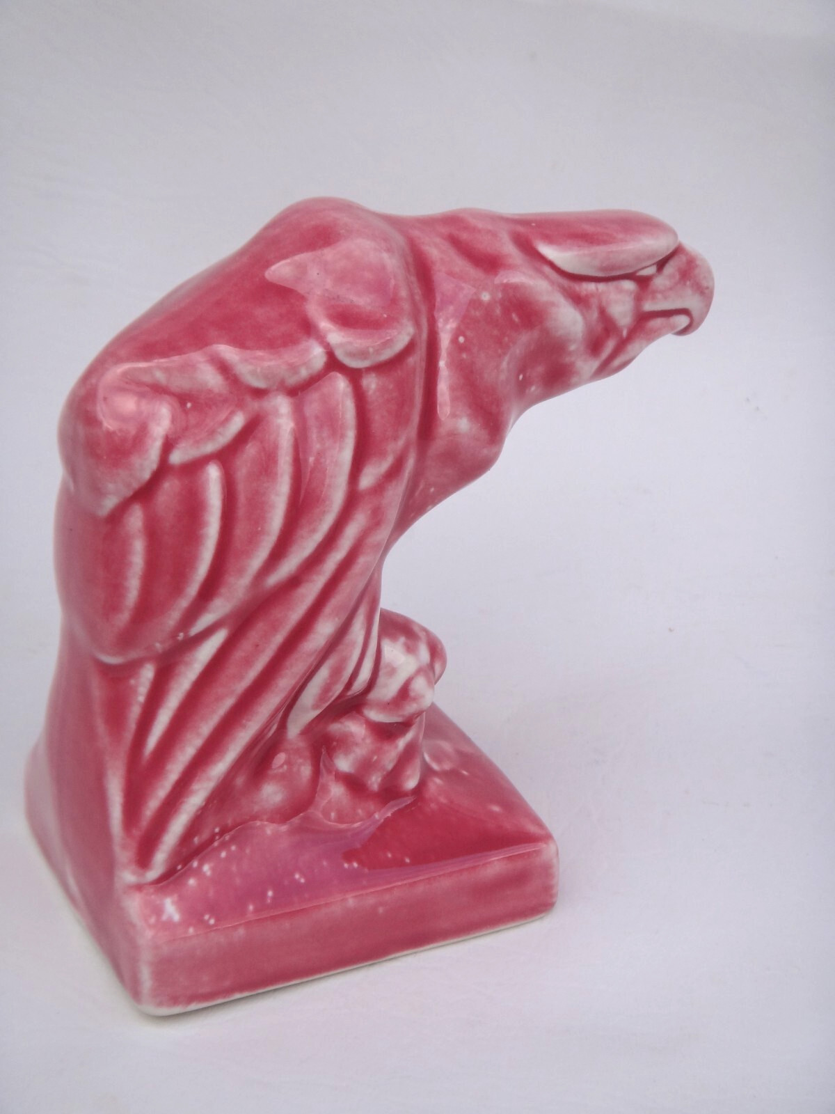 RARE PINK WRISLEY Bath Salt Bald Eagle Ceramic Sculpture 1930’s Bookend Figure