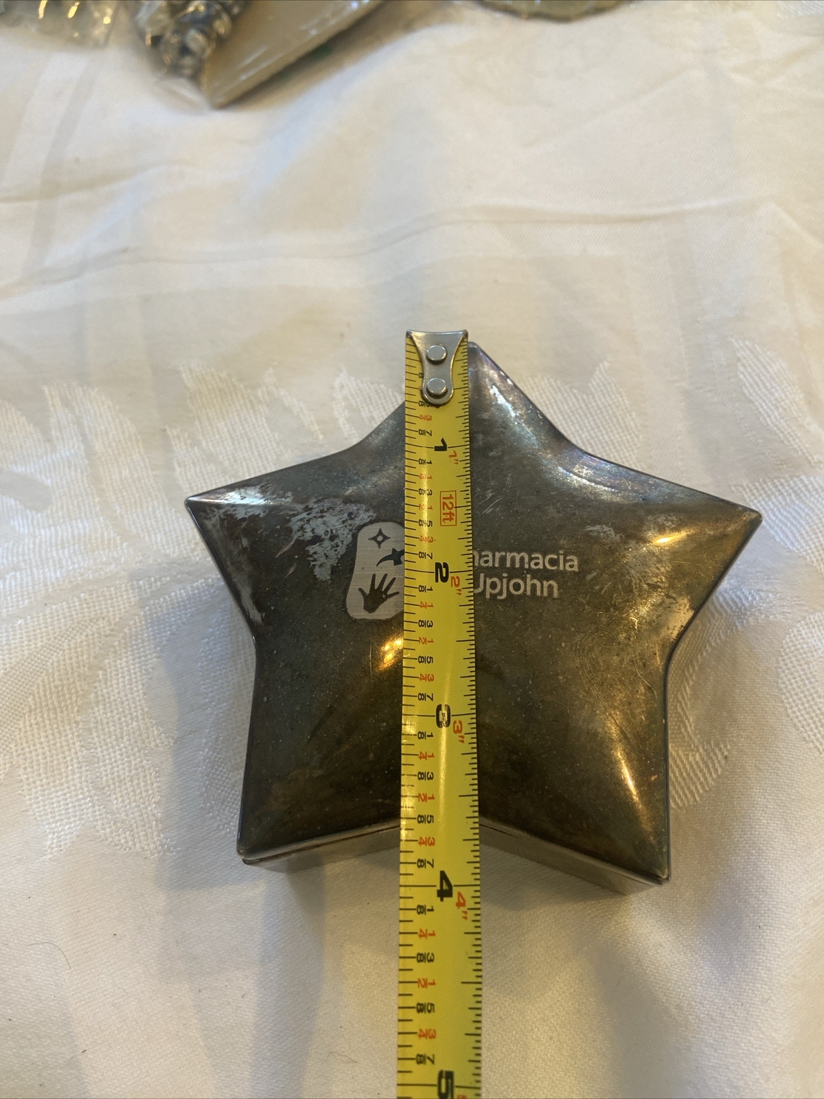 Pharmacia & Upjohn Silver Plated Velvet Lined Star Trinket Box