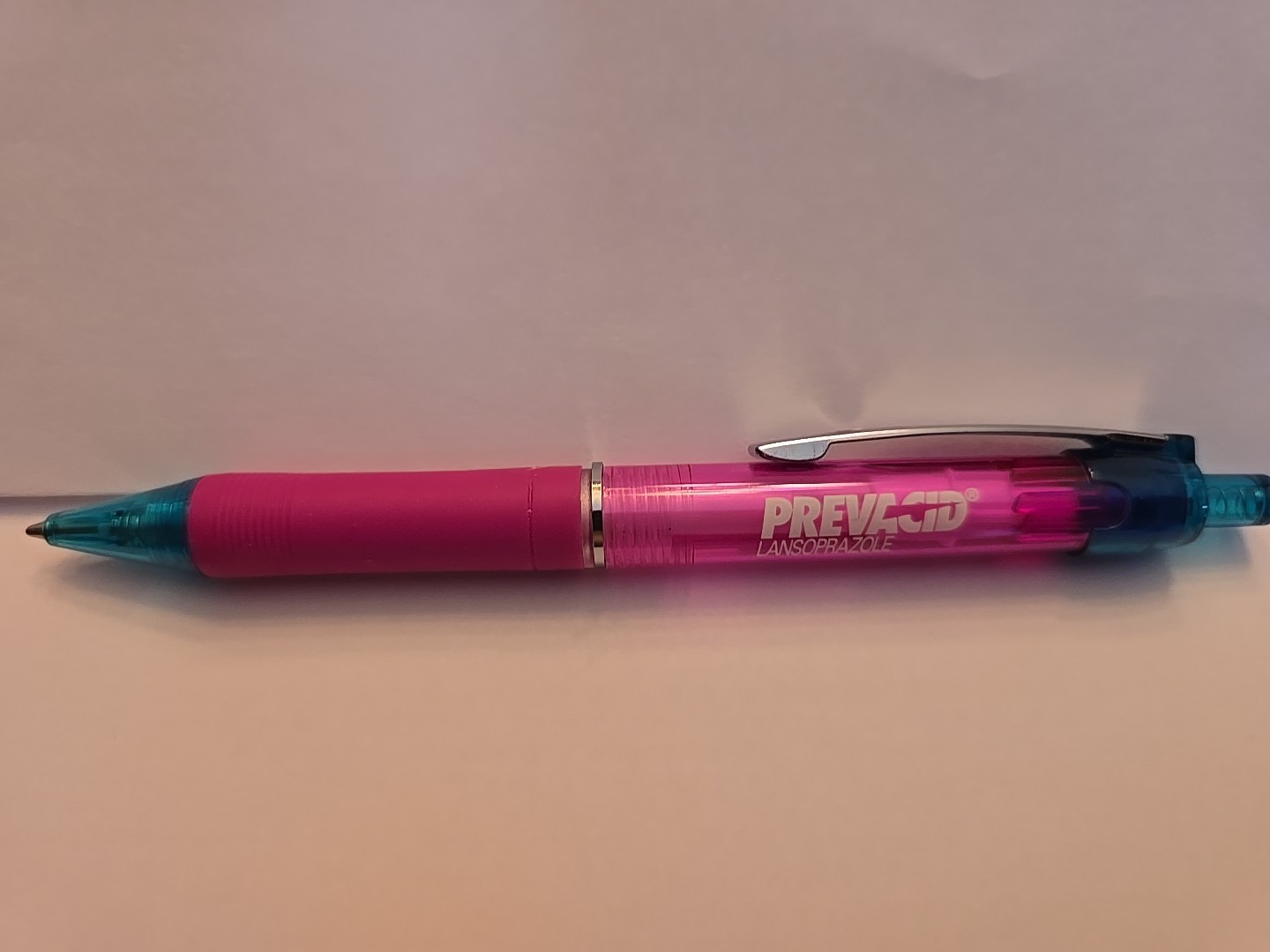 Prevacid-Pink/Green Plastic Pen-Pharmaceutical Drug Rep Collectible Pen