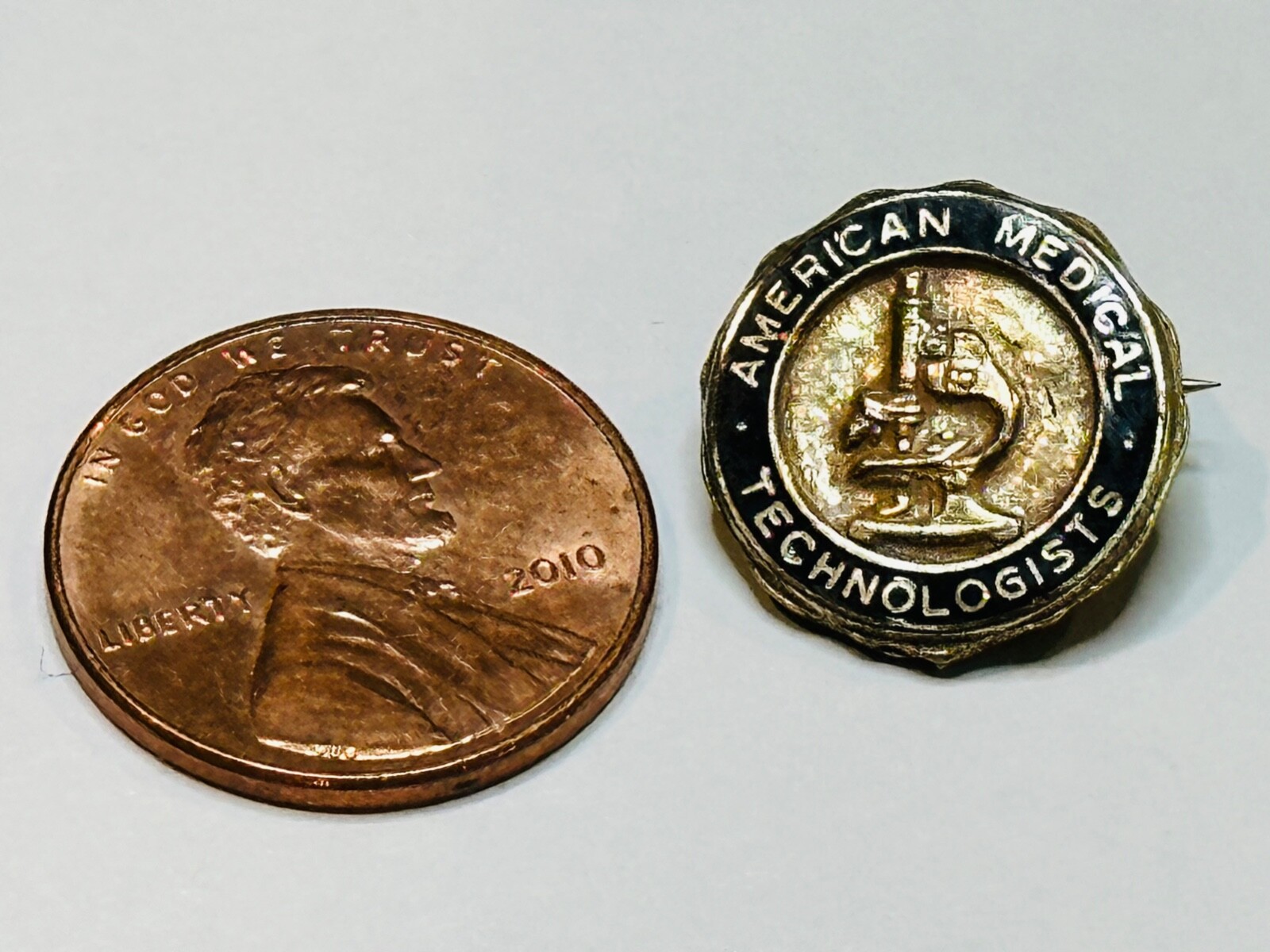 Vintage Sterling Silver American Medical Technologists AMT Microscope Pin Badge