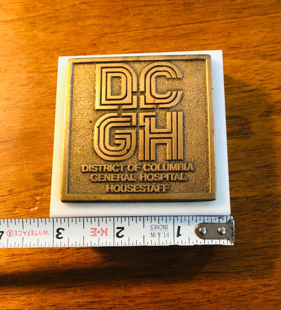 Old District of Columbia General Hospital House Staff Brass Marble Paperweight