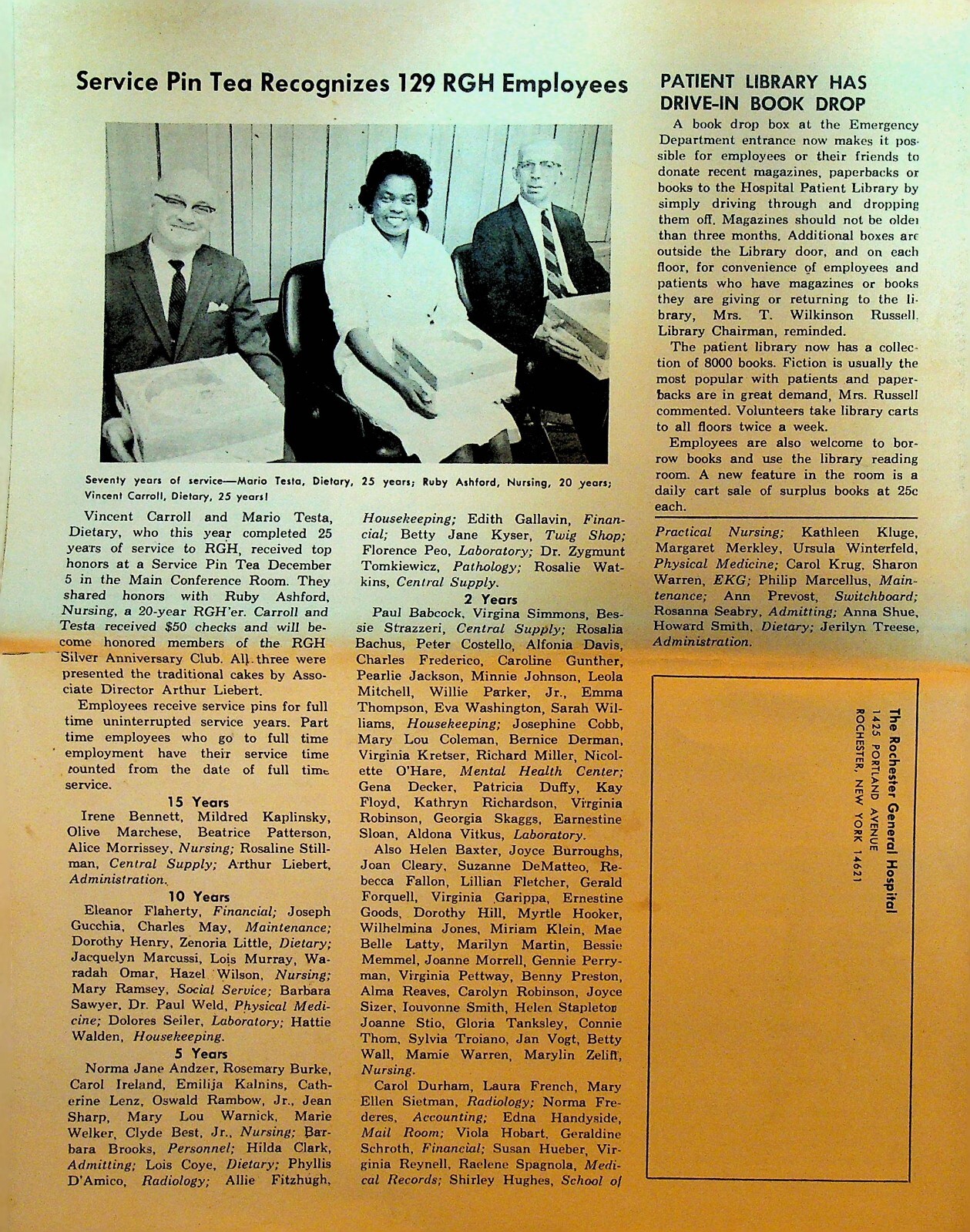 Rochester General Hospital NY Newsletter December 1968 Nursing
