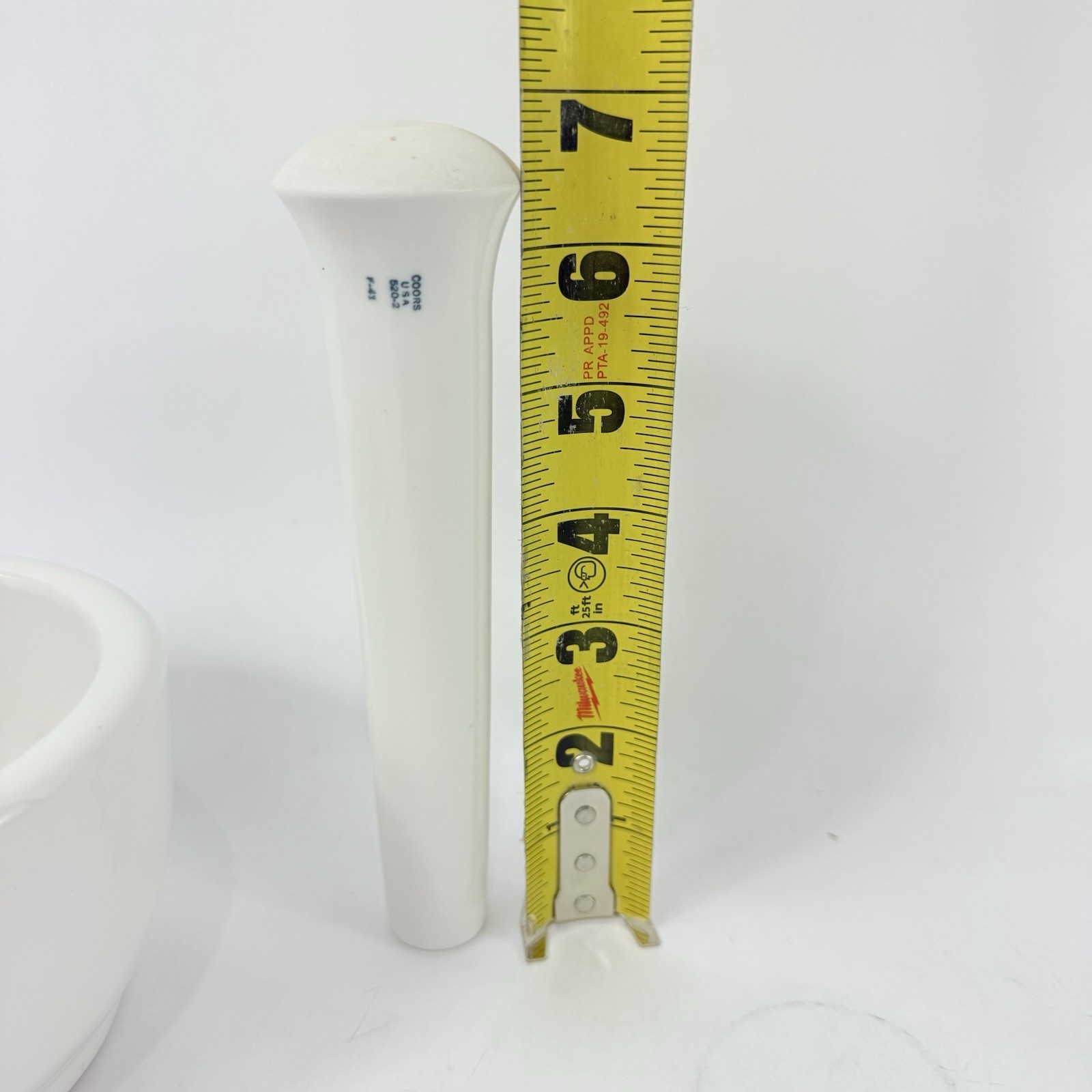 COORS Large White Porcelain Mortar & Pestle Set #5202 F41 #5203 F40 USA VINTAGE