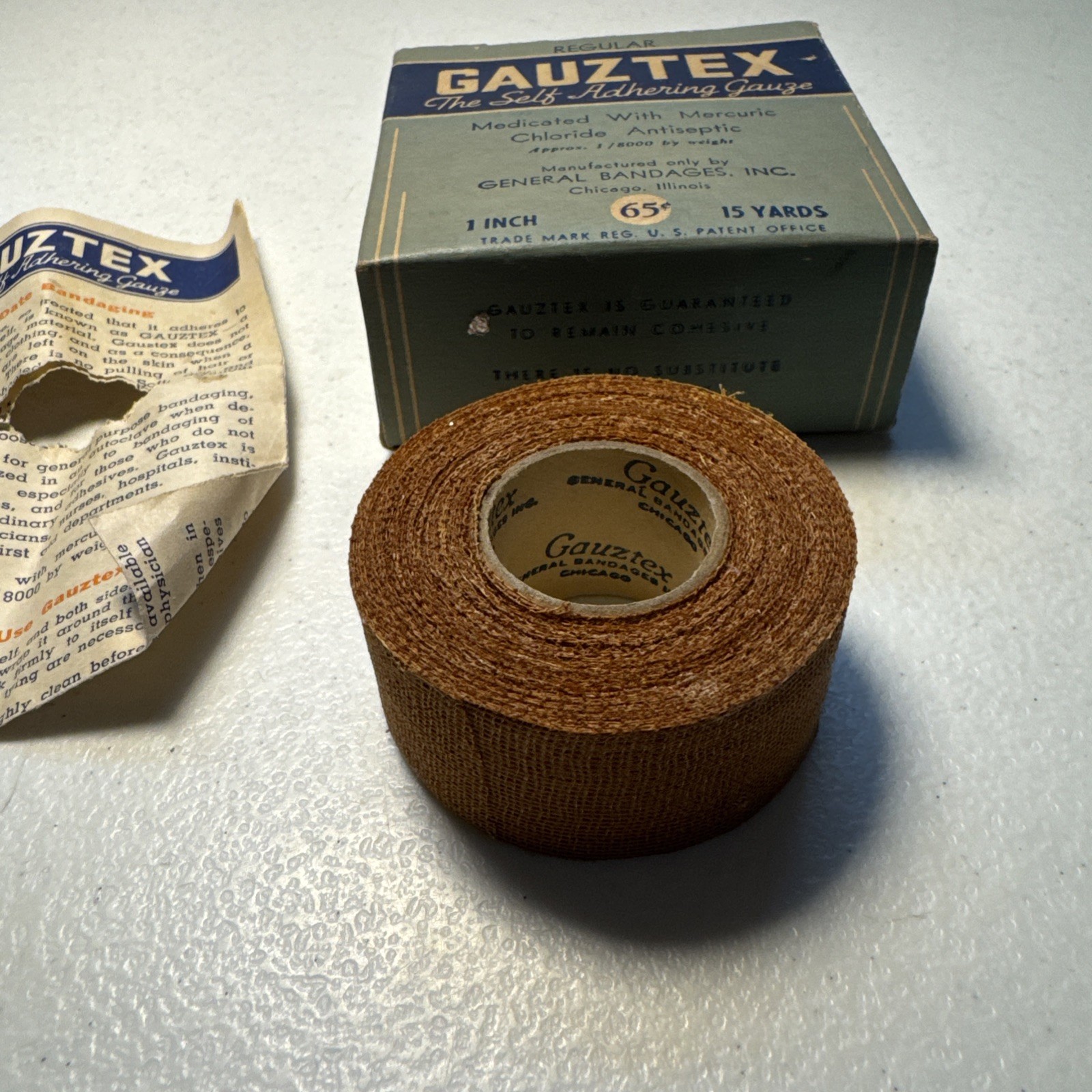 Vintage General Bandages, Inc. Gauztex Self Adhering Gauze W/Original Box