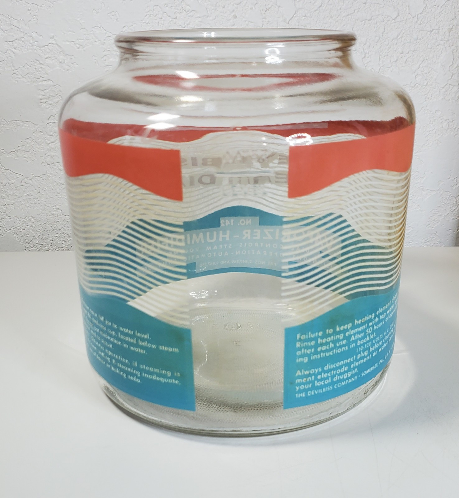 Vintage DeVilbiss 142 Glass Vaporizer Humidifier Pink Blue Replacement Jar Stand