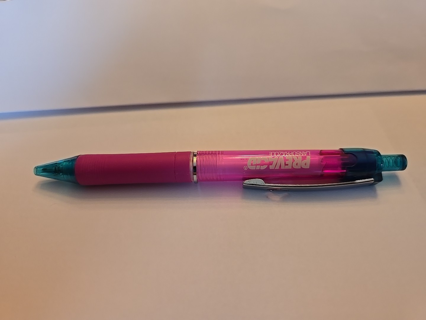 Prevacid-Pink/Green Plastic Pen-Pharmaceutical Drug Rep Collectible Pen