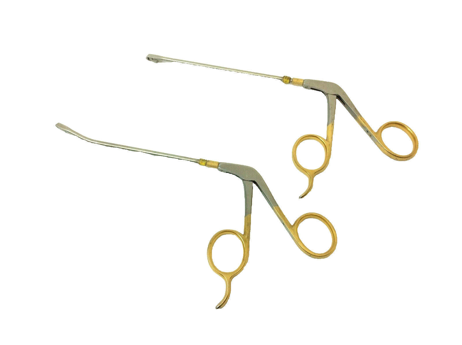 2 Vintage Decorative Grasping Forceps Angled Tools Old Unbranded Stainless Steel