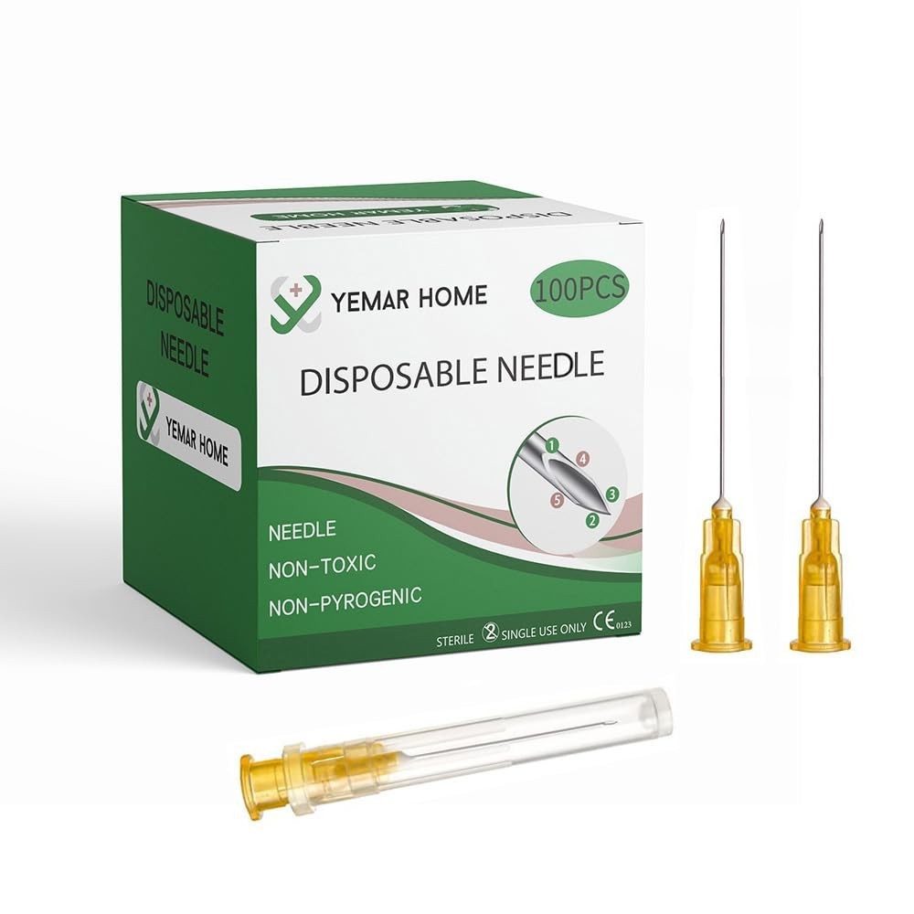 100 Pack of 25G 1.5 Inch Sterile Hypodermic Needles – Individually Sealed