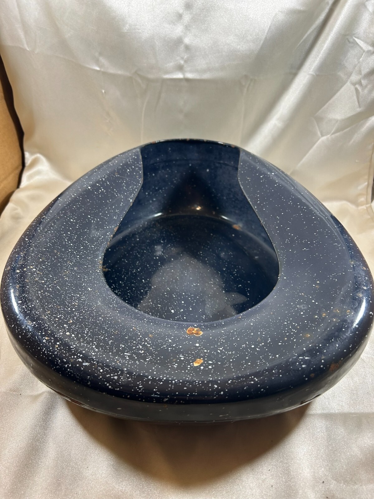 Vintage Blue Speckeled Enamelware Medical Bed Pan Unbranded B