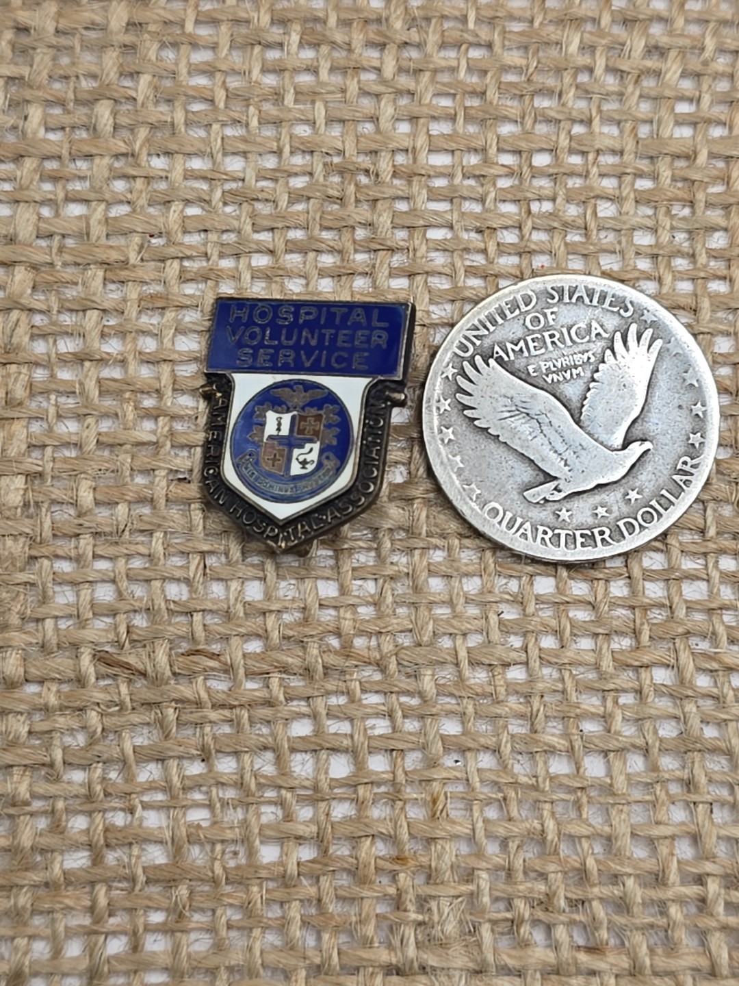 Vintage Sterling Silver Enameled Hospital Volunteer Pin American Hospital Assn