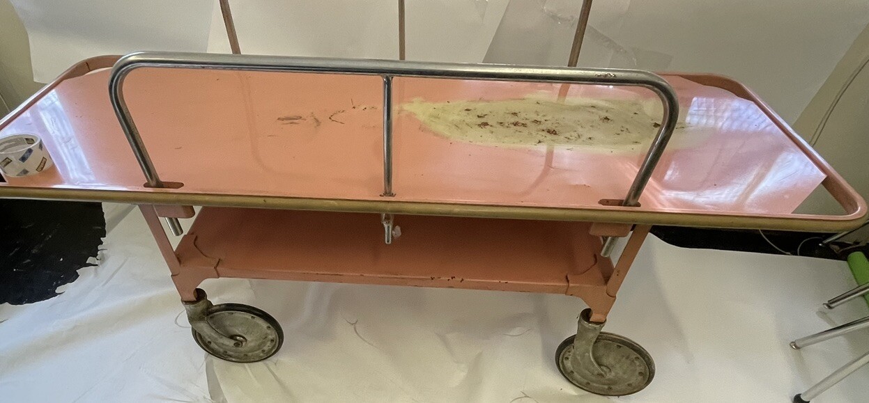 Vintage PINK Medical Transport Stretcher Gurney Hospital Rare Unbranded
