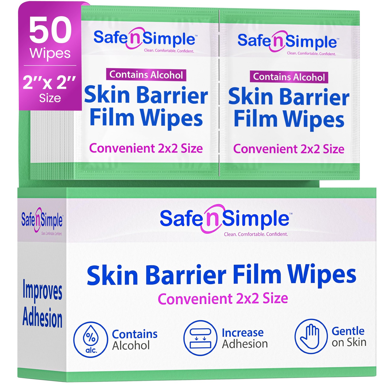 Skin Barrier Wipes with Alcohol 2″ x 2″ 50 Count Skin Prep Pads for Ostomy…