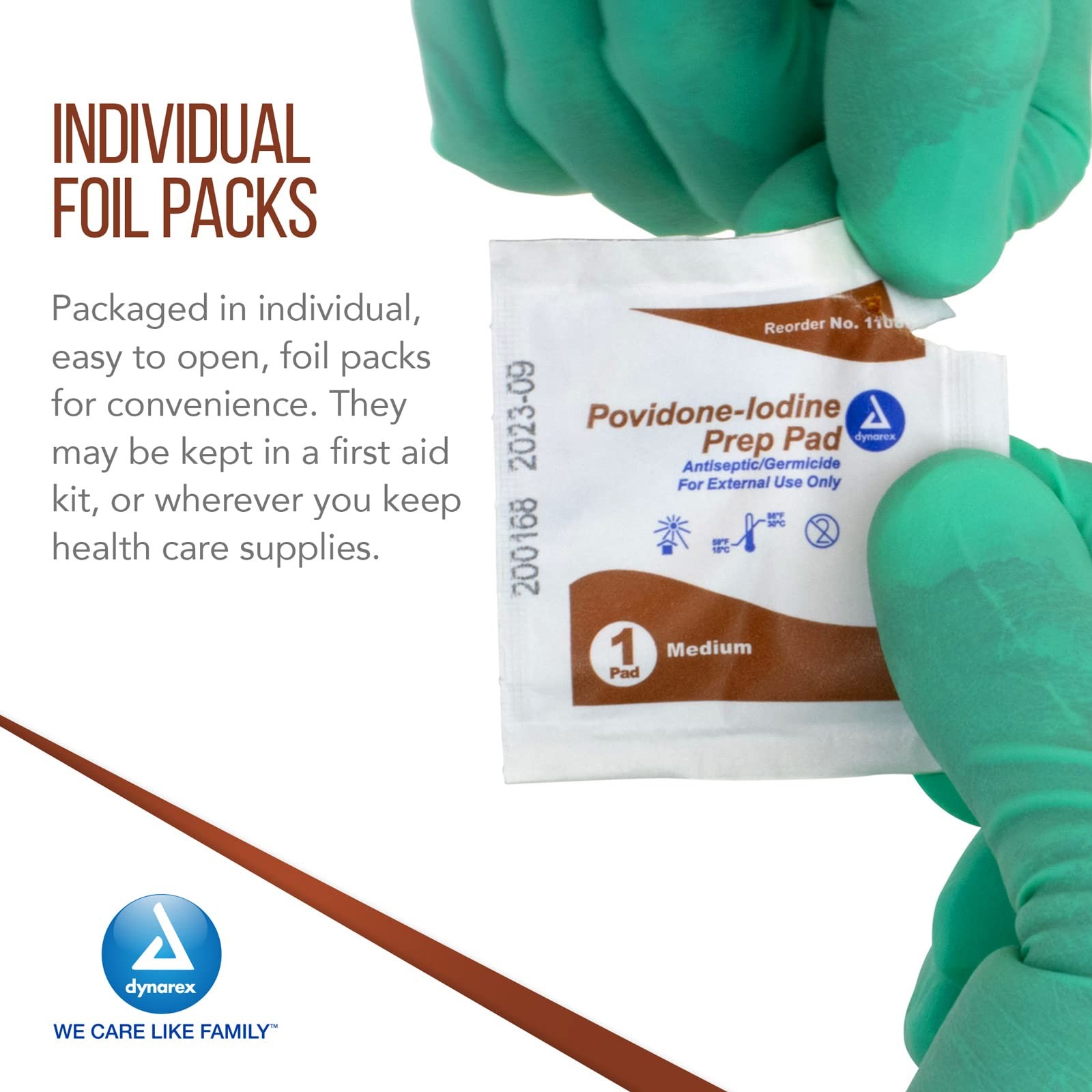 Dynarex Povidone-Iodine Prep Pads 10% Antiseptic 100 Count