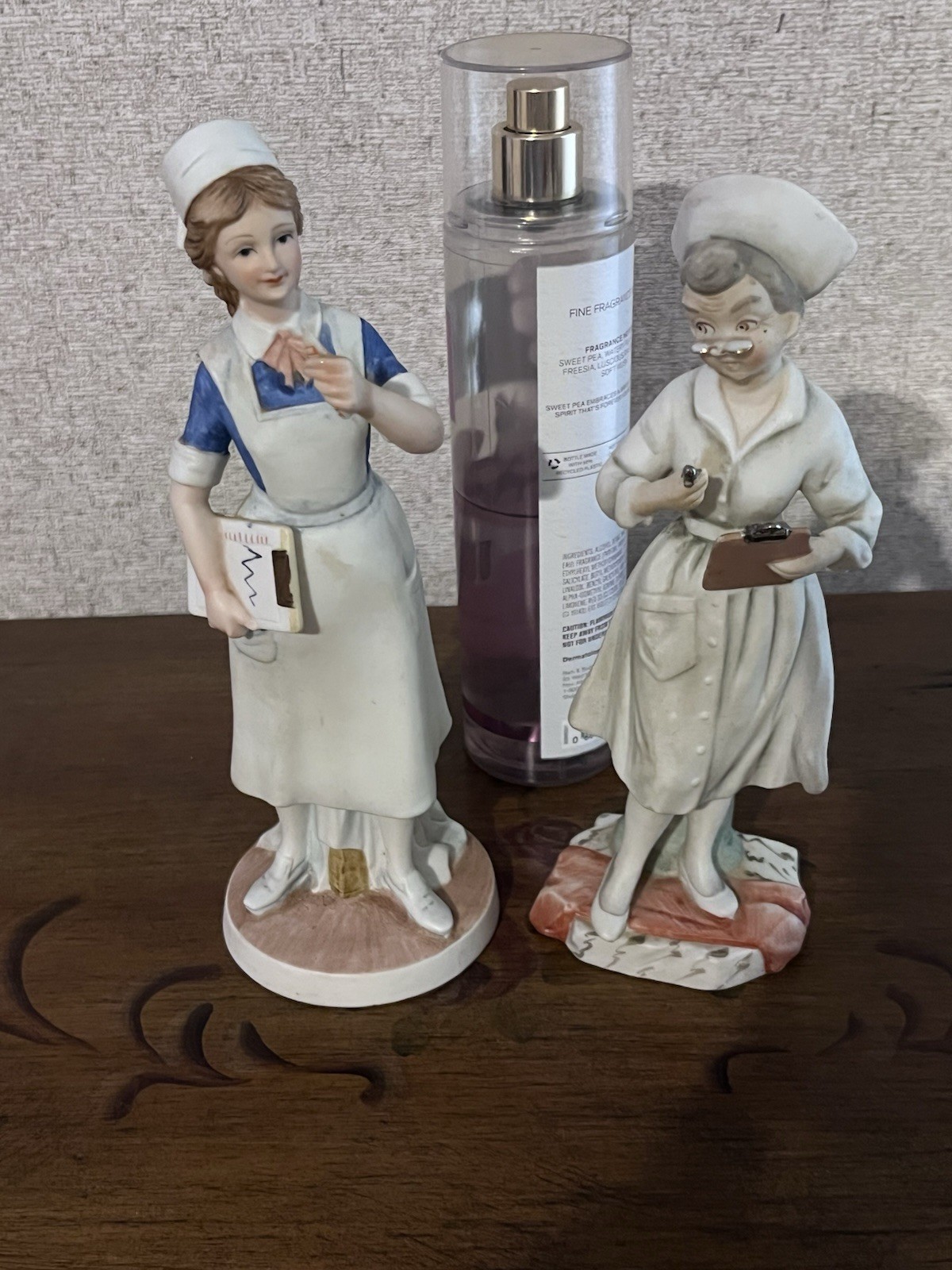 Lefton China KW1851 & 6969 Porcelain Nurse Figurines Lot of 2 Collectible