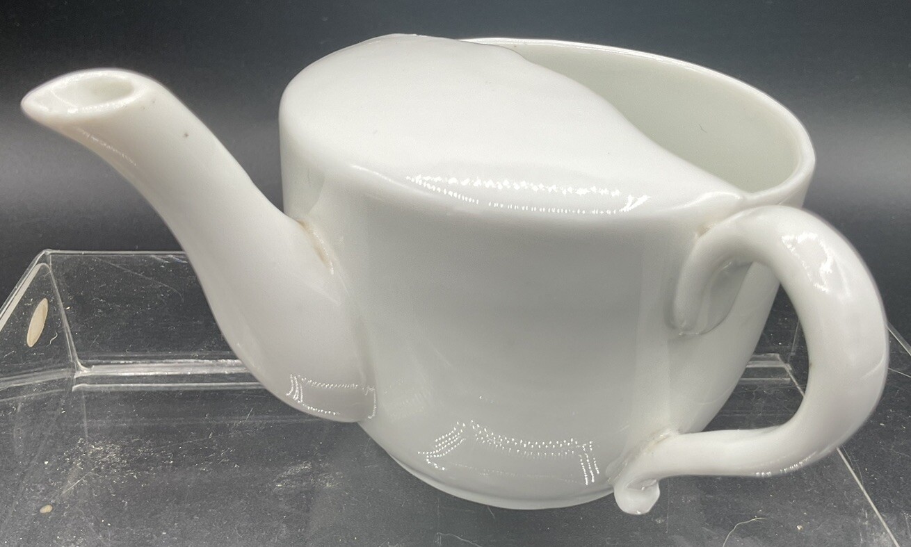 Antique W.T. & C. Germany Medical Sick Cup Feeding Pot White Porcelain(11)