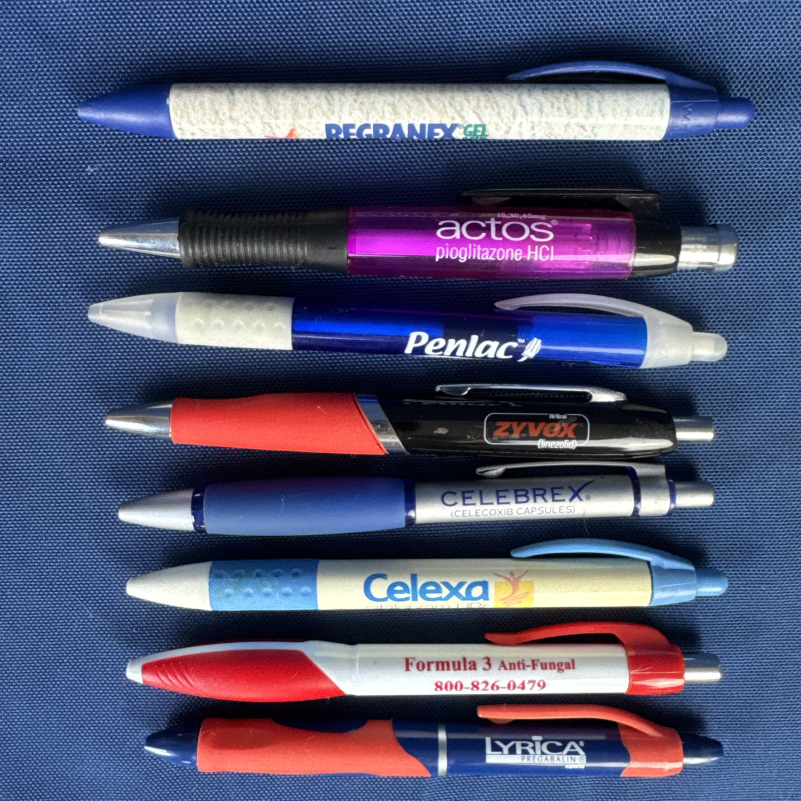 Lot of 8 Drug Rep Pharmaceutical Promo Advertising Pens Celexa Celebrex Lyrica+
