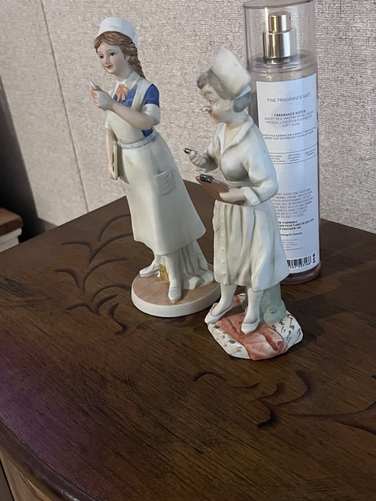 Lefton China KW1851 & 6969 Porcelain Nurse Figurines Lot of 2 Collectible