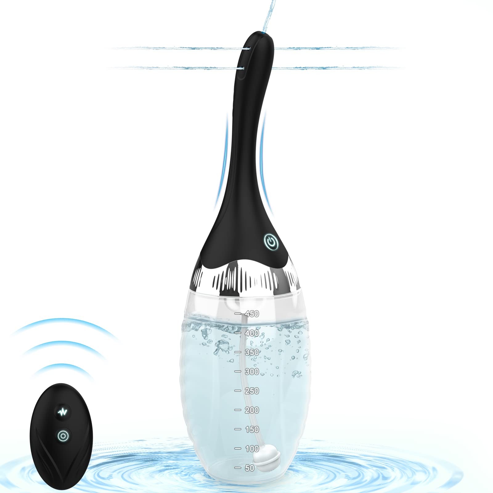 Automatic Electric Enema Bulb with 3 Speeds, Silicone Anal Transparent