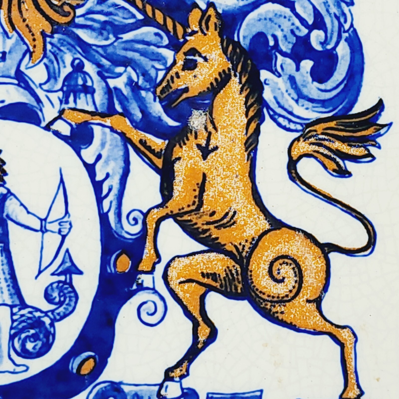 BLUE DELFT HOLLAND HANDMADE PILL TILE BURROUGHS WELLCOME CO. 1982