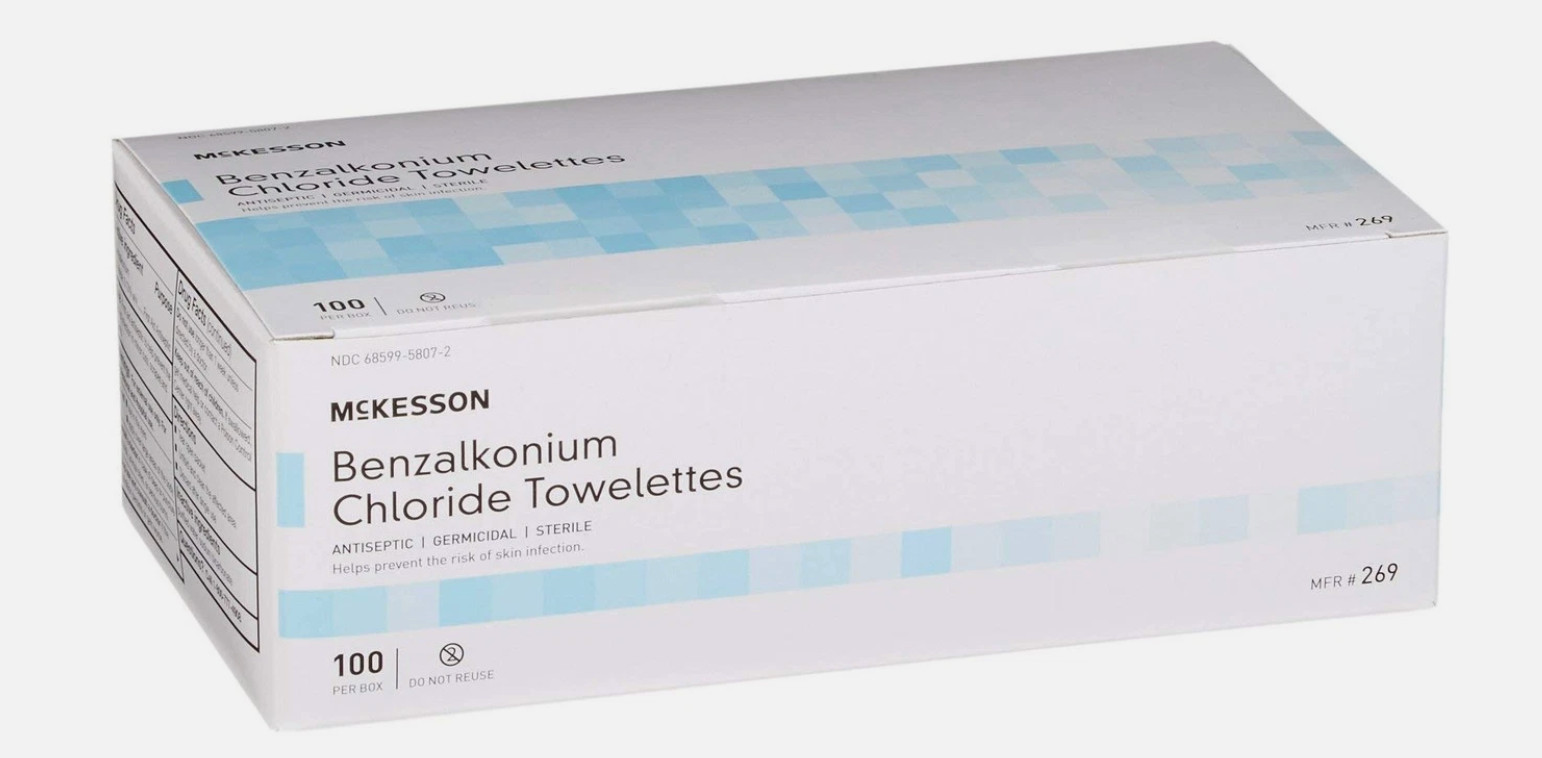 McKesson Benzalkonium Chloride Towelettes [Pack of 100] 100 Count (Pack 1)