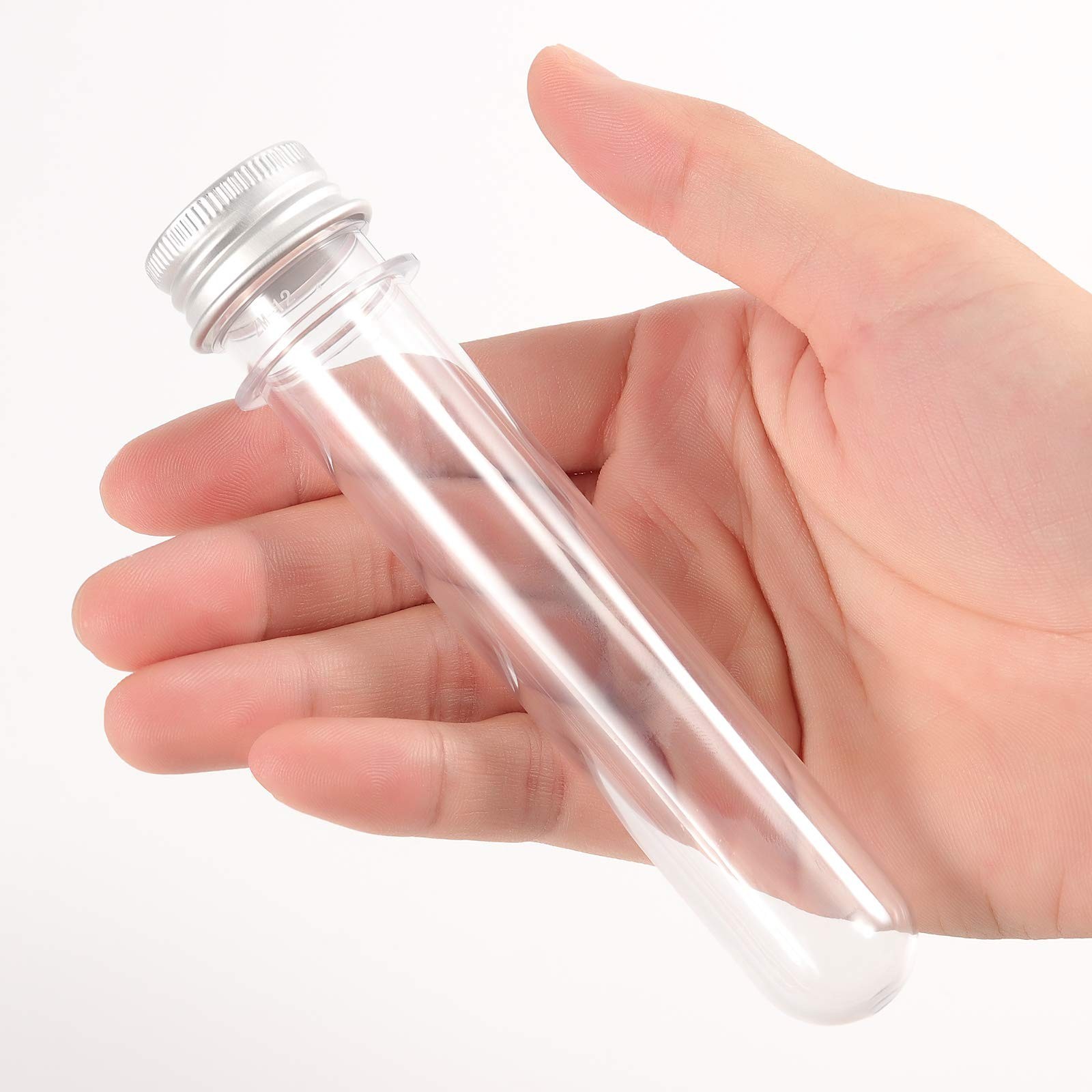 HOZEON 50 PCS 5.5 x 1 inch Clear Plastic Test Tubes with Caps, 40 ml Test Tub…