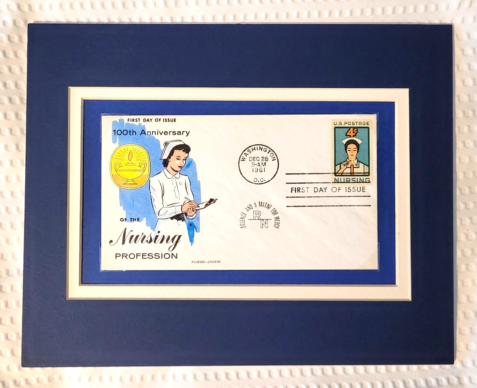 NURSING PROFESSION – 1961 FIRST DAY COVER – FRAMEABLE POSTAGE STAMP ART – 1638
