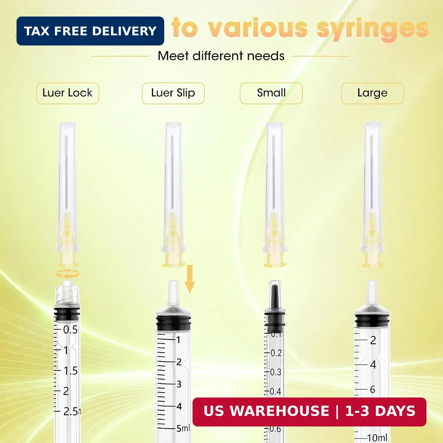 100 Pack 20 Gauge 1 Inch Needle, Sterile Luer Lock Needle for Scientific Lab and